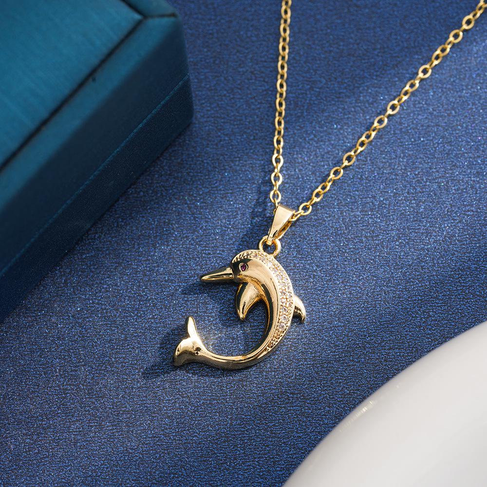 Titanium Steel Dolphin Love Pendant Necklace for Women - Simple, Stylish Clavicle Chain
