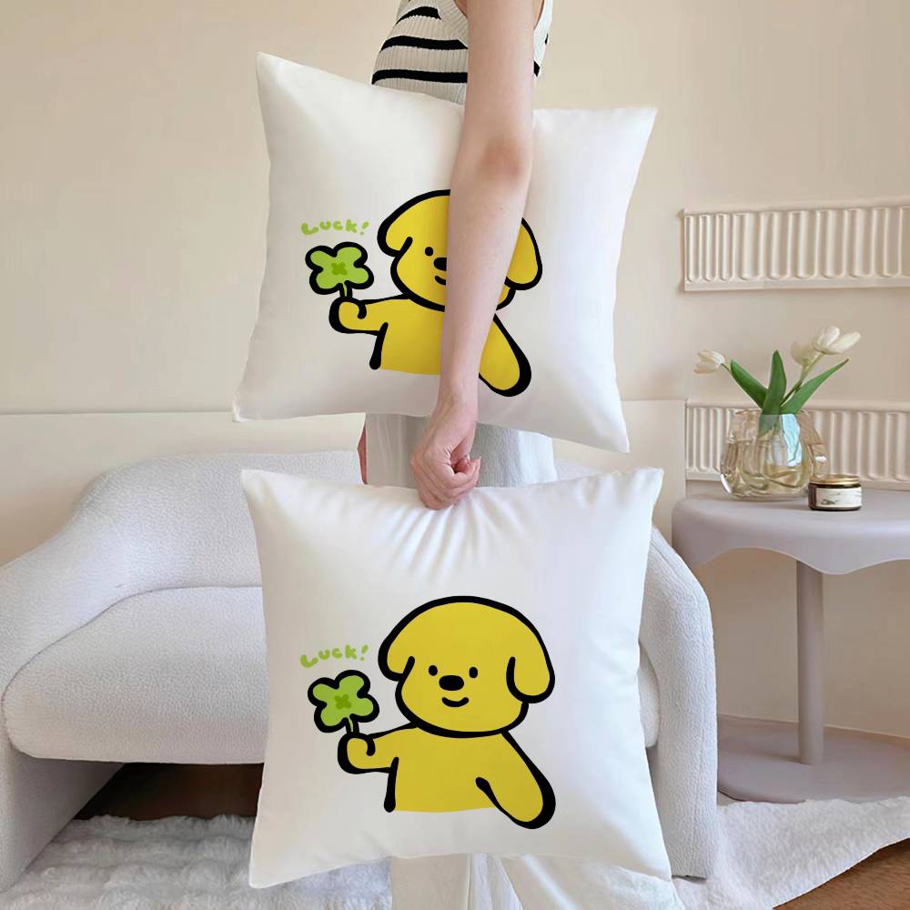 Lucky Four leaf clover Pillow Case Sofa and Living Room Decorative Cushion Covers Dust-proof and Mite-proof Invisible Zipper