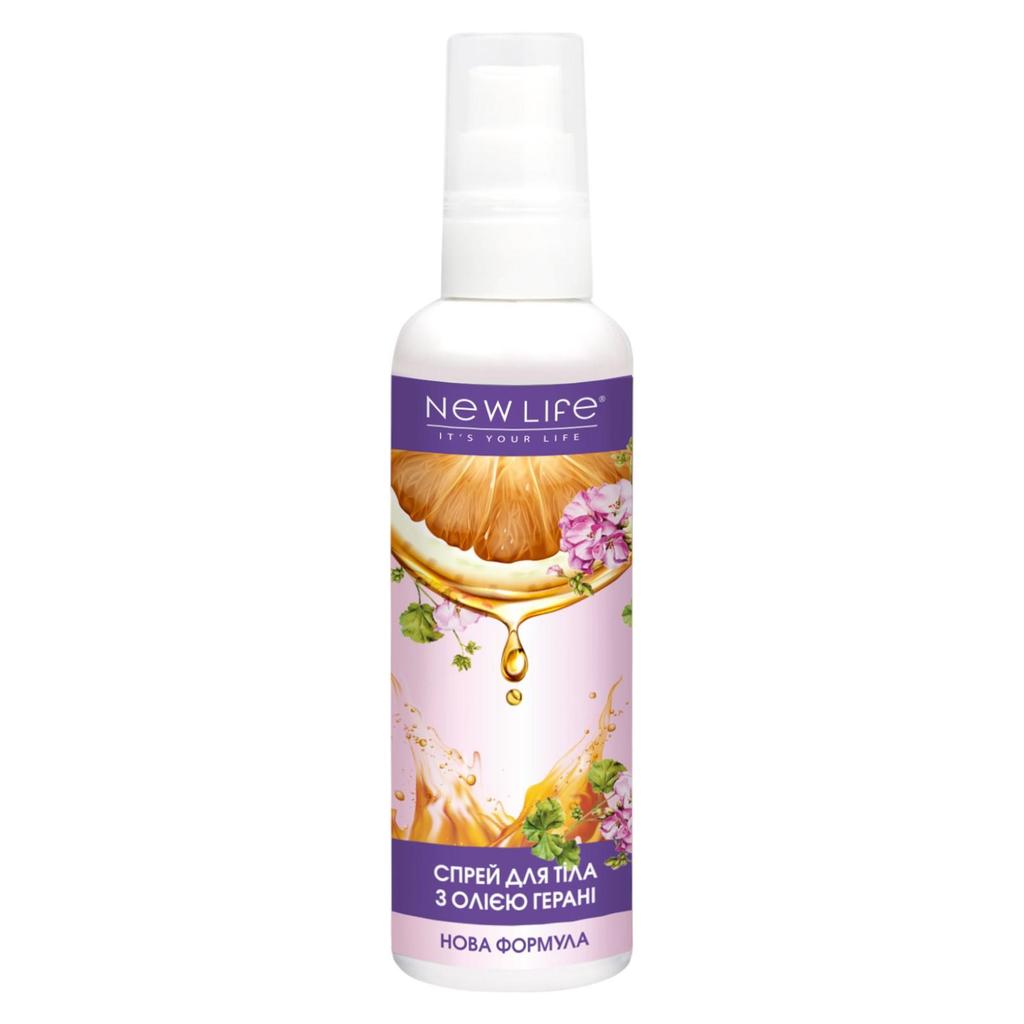 Body Spray with Geranium Oil New Life Care, Light Fragrance Against Mosquitoes