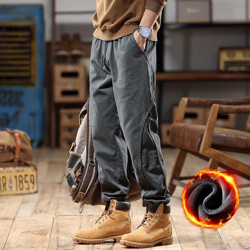 2025 Men's American Retro Harem Overalls - Thickened Spring/Autumn Casual Pants