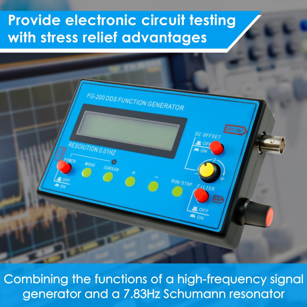 FG-200 DDS Function Signal Generator Portable Frequency Counter 0.01Hz-500KHz Signal Generator with AC/DC Power for Oscilloscope