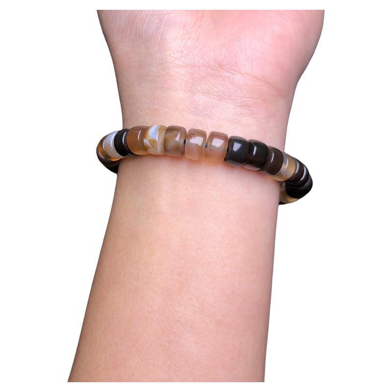 Twisted Silk Agate Thick Straight Cut Tea-Colored Spacer Beads Bracelet – DIY Cultural Accessories