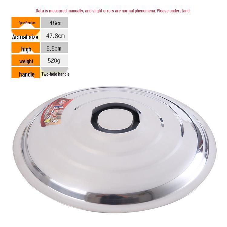 Large Stainless Steel Iron Pot with Round Lid for Household Stir-Frying