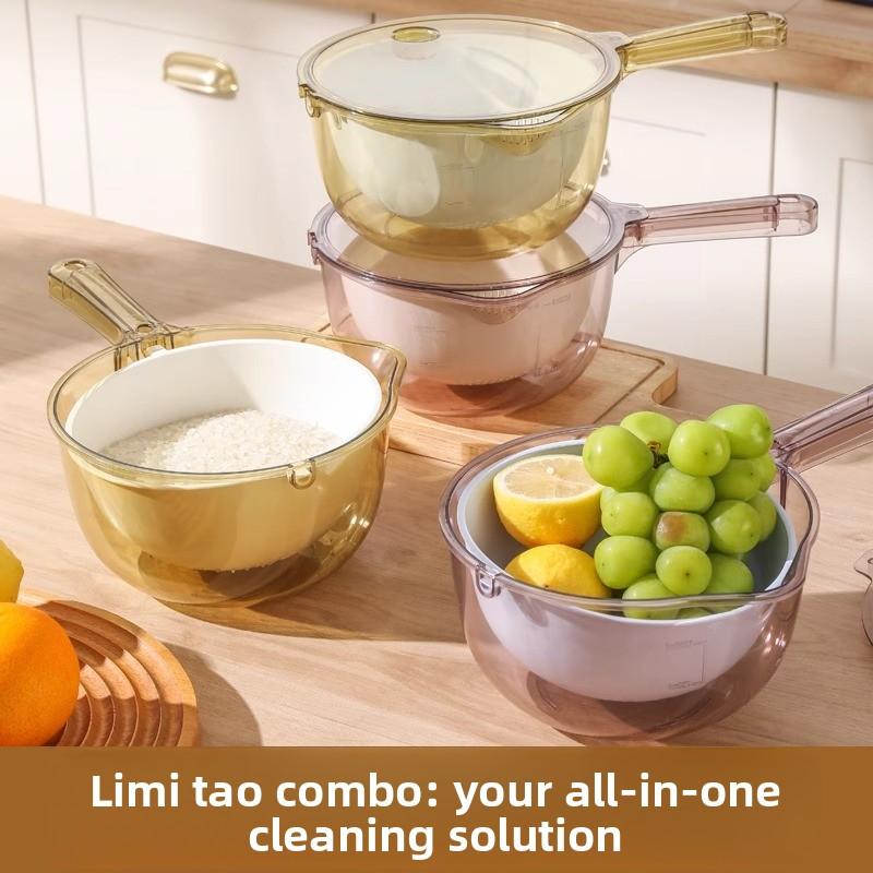 Kitchen Multifunctional Hand Wash Free Handle for Washing Vegetables Fruits and Draining Basket