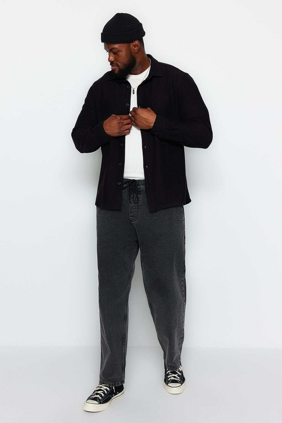 

Мужские черные широкие джинсы больших размеров Джинсы с эластичной резинкой на талии...