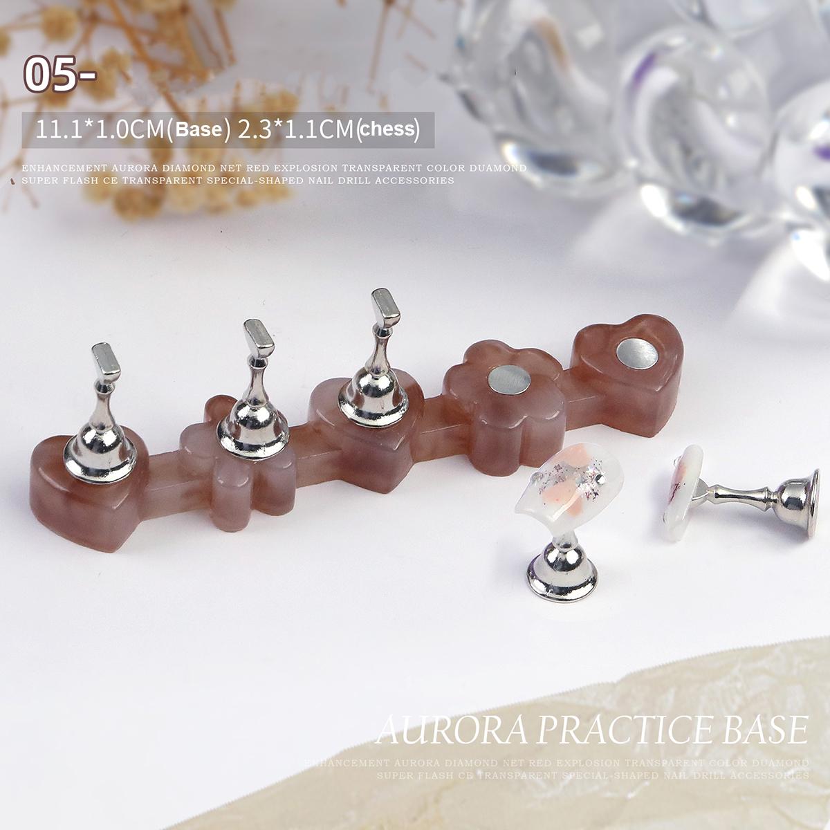 

Набор магнитных держателей для ногтей Подставка для практики с типсами для наращивания ногтей Держатель с основанием из агата в форме сердца и цветка Дисплей для нейл-арта Для DIY и практики нейл-арта