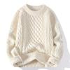 Men Knitted Sweater For Men Casual Round Neck Warm Inner Loose-fit Pullover Cozy Soft Supple Fall Winter Fashion