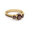 Garnet Three- 925Stone Halo pave Band Ring - 925 Sterling Silver Gold Vermeil
