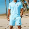 Men's Golf Casual 2Pack Set-Short-sleeve Shirt and Shorts, Breathable and Moisture-wicking, Perfect for Everyday Wear
