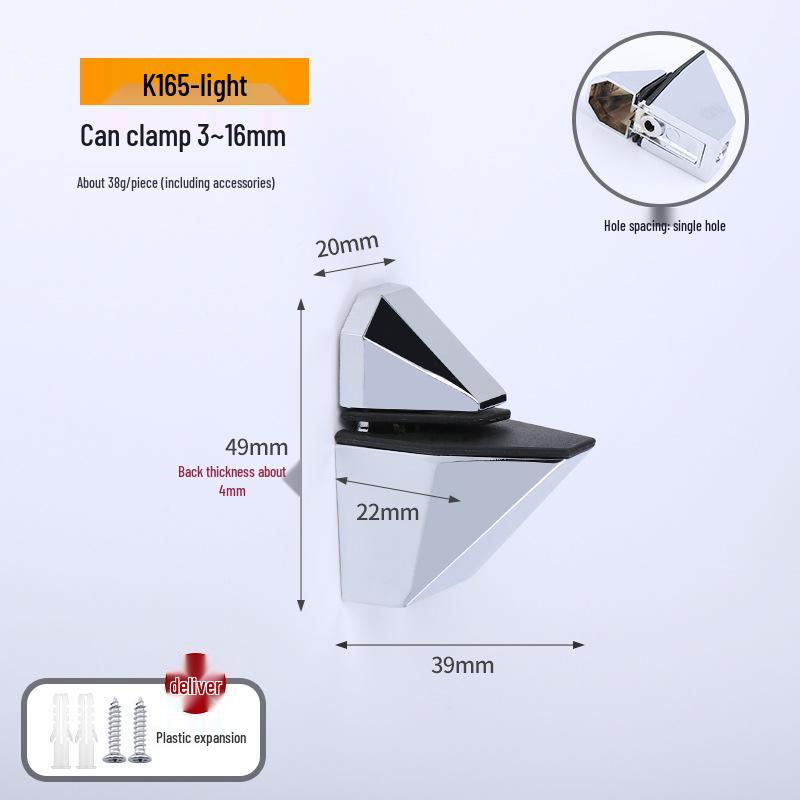 Zinc Alloy F-Shaped Glass Clip: Bathroom/Kitchen Shelf Support Bracket