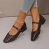 Fashion Plus Size 43 Mary Janes Shoes Woman Spring 2025 Square Toe Ankle Strap Ballet Flats Women Comfortable Ladies Casual Single Shoes