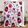 Cute Ladybugs and Flowers Pattern Print Blanket Soft and Cozy Perfect for the Living Room Bed Sofa or a Nap,gift