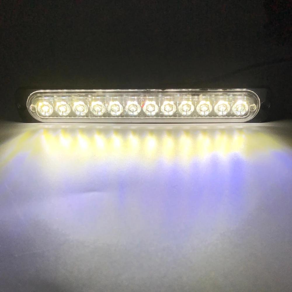 12LED Amber/White Car Truck Emergency Warning Hazard Flashing Strobe Light Bar Auto 12-24V Emergency Flashing Side Marker Light