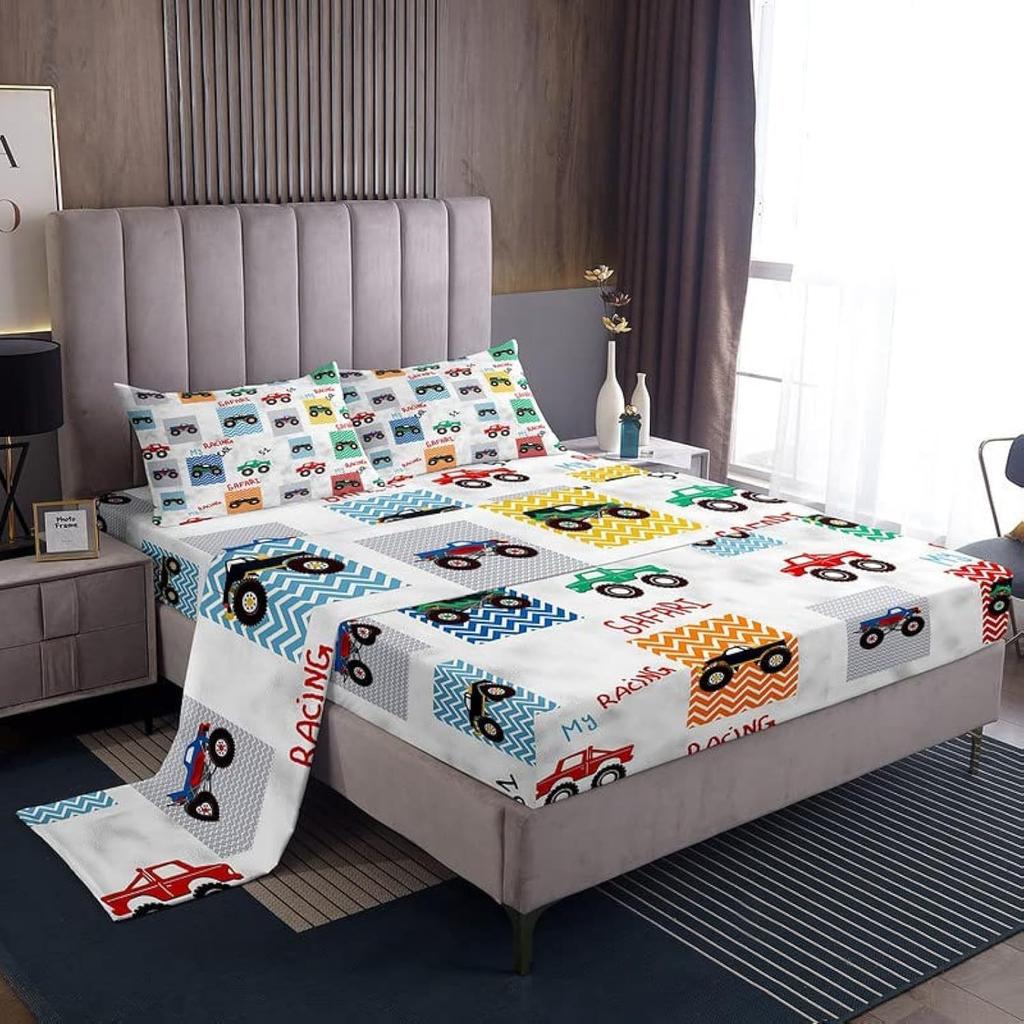 Wild Animal Camping Pattern Bed Hat Four-Piece Bedding Set Bedroom Dormitory Bedding Decoration