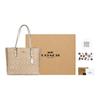 Coach Mollie Classic Logo Monogram Print Coated Canvas And Smooth Leather Tote Bag Women tote bags White Khaki 1665-IMDQC