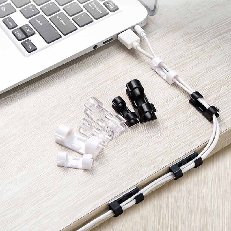 20Pcs Self Stick Wire Organizer Line Cable Buckle Auto Fastener Clips Clamp Table Wall Fixer Fastener Holder Car Organizer