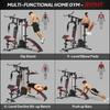 Multi Gym Workout Station, Weight Machine with 65kg Weight Stack, Sit Up Bench, Push Up Stand, Dip Station