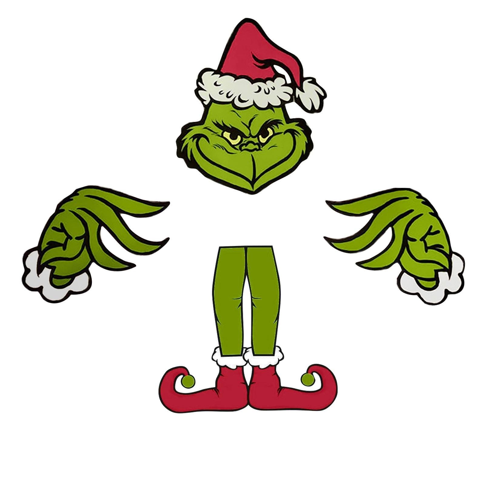 

Christmas Cartoon Character Wall Decal Removable Vinyl Sticker for Holiday Home Office Party Decoration Door Window Art зелёный