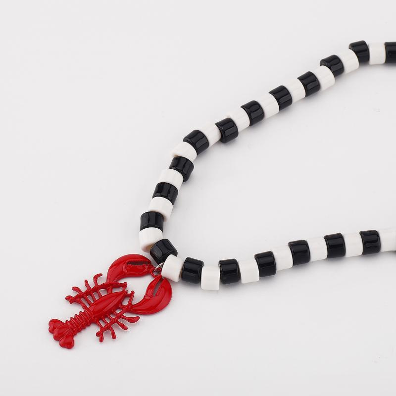 Lobster Bead Necklace Earrings Bohemia Handmade Beaded Jewelry Simple Pendant Necklace Women Beach Vacation Accessories