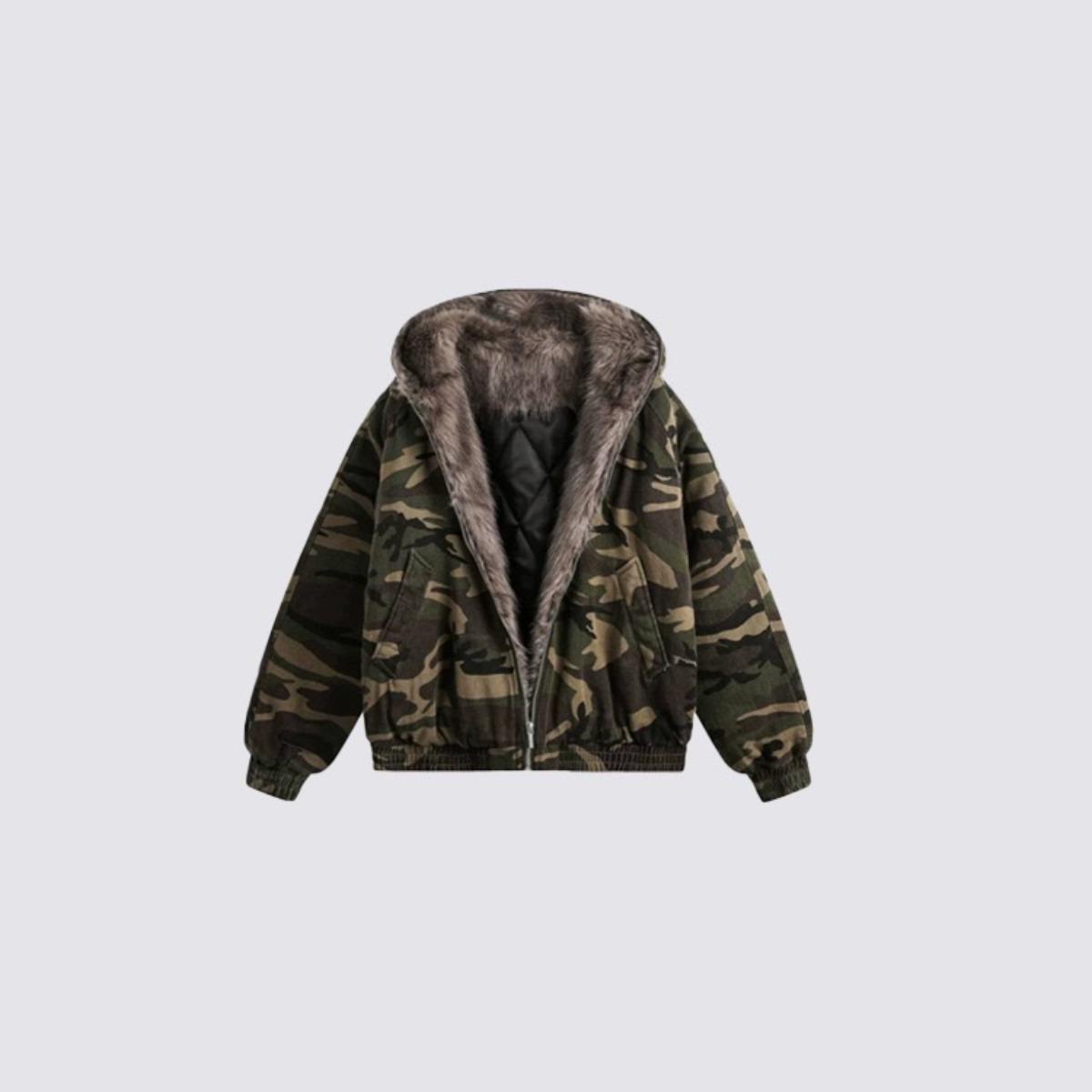 STREETRICH Men`s Camouflage Hooded Jacket Women`s