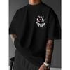 European sizes Mens T-Shirt - Evil Smile Print T-Shirt,  Breathable And Comfortable, Slightly Dropped Shoulder Design Round Neck T-Shirt