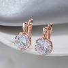 Luxury  Rose Gold Color English Earrings For Women Simple Shiny Big Natural Zircon Earrings Bridal Wedding Fine Jewelry