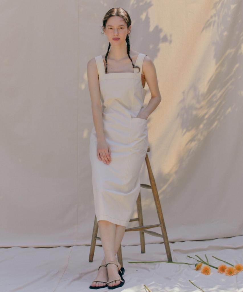 UNNOUT Cotton Suspender Dress - Ecru