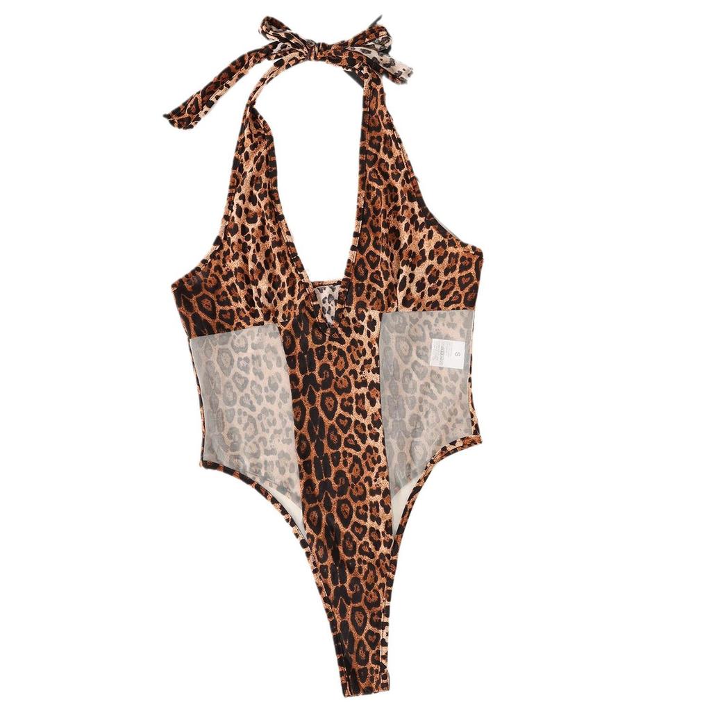 Dámské body s leopardím potiskem a halterneckem – Evropské a americké sexy prádlo