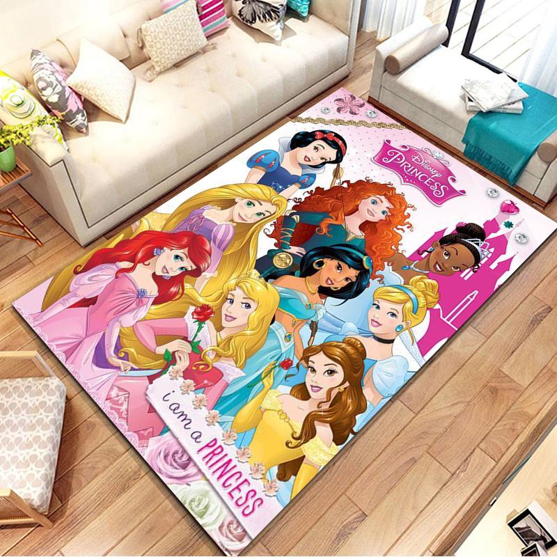 Tappeti Tappeto con Fantasia Principesse Disney Grande Area per Casa Soggiorno Camera da Letto Divano Zerbino Decorazione Antiscivolo Tappetini per Bambini Potdemiel