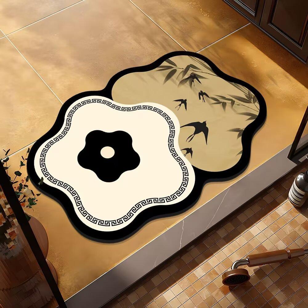 Special-shaped Flower Bathroom Floor Mat Washroom Door Wash Under Non-slip Absorbent Wear-resistant Foot Mat Door Mat