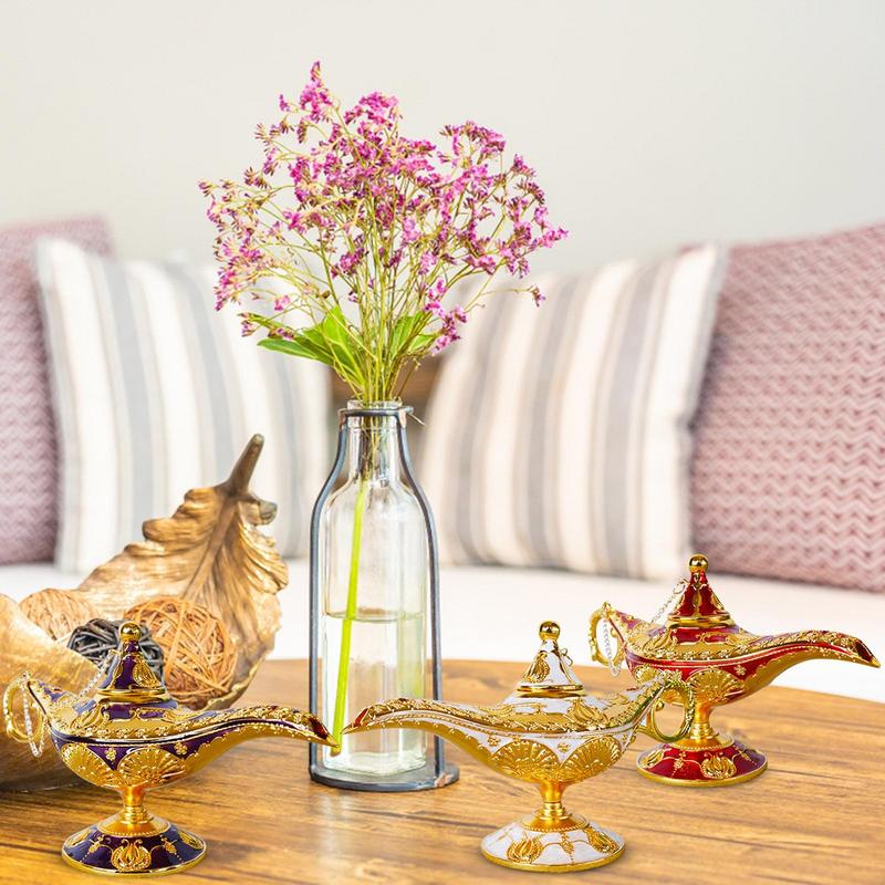 Legendary Aladdin Lamp Vintage Aladdin Lamp Metal Crafts Classic Arabian Costume Props Tabletop Decor for Wedding Party