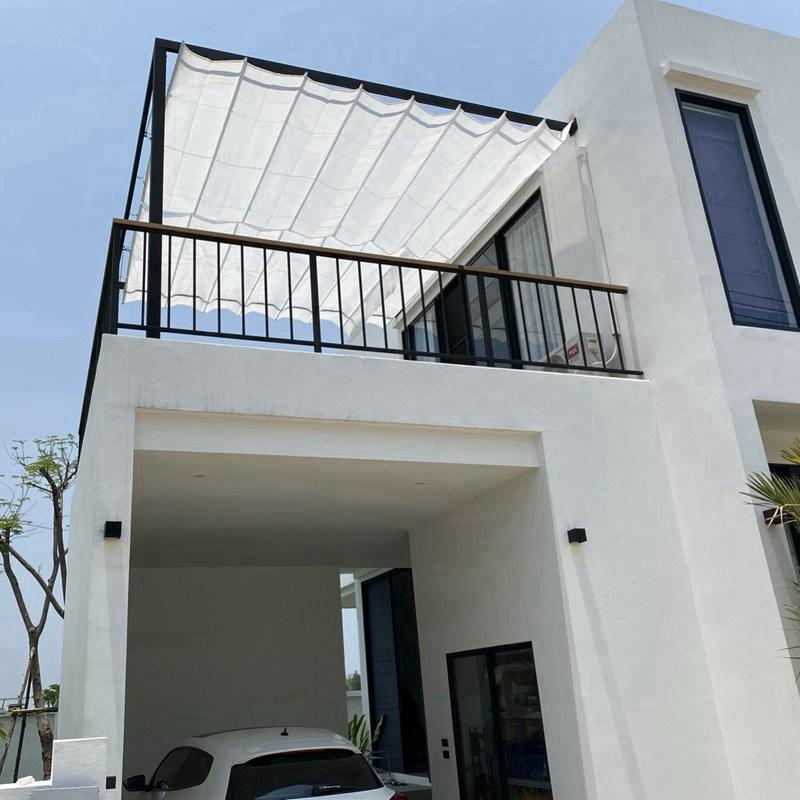 HDPE Anti-UV White Telescopic Wave Sun Shade Net Courtyard Pergolas Sun Canopy Balcony Terrace Sun Shelter Swimming Pool Awning