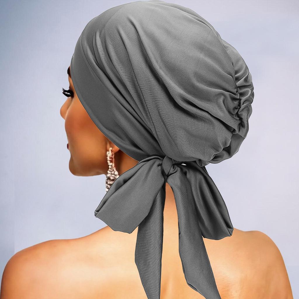 Turban Head Cover With Bow Tie Elastic Hat For Breathability