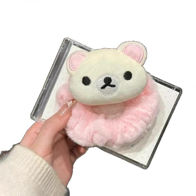 Rilakkuma Fluffy Hair Tie - Autumn/Winter Plush Cartoon Style