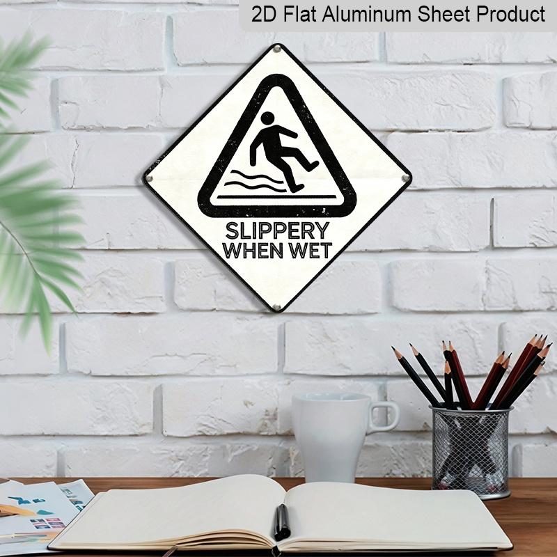 2D Flat - 1pc Vintage Metal Sign, Featuring A Slippery Ground Theme, Perfect As A Warning Decoration Gift for Safety Sign Enthusiasts, Suitable for