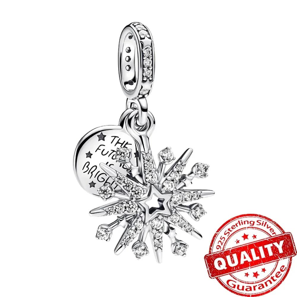 Christmas 925 Silver Charms Santa Claus Reindeer Earrings Beads fit Necklace Bracelets DIY Fine Jewelry Party Gift