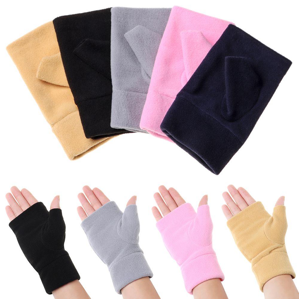 Windproof Fleece Touch Screen Fingerless Gloves Driving Gloves Warm Mittens Half Finger Gloves
