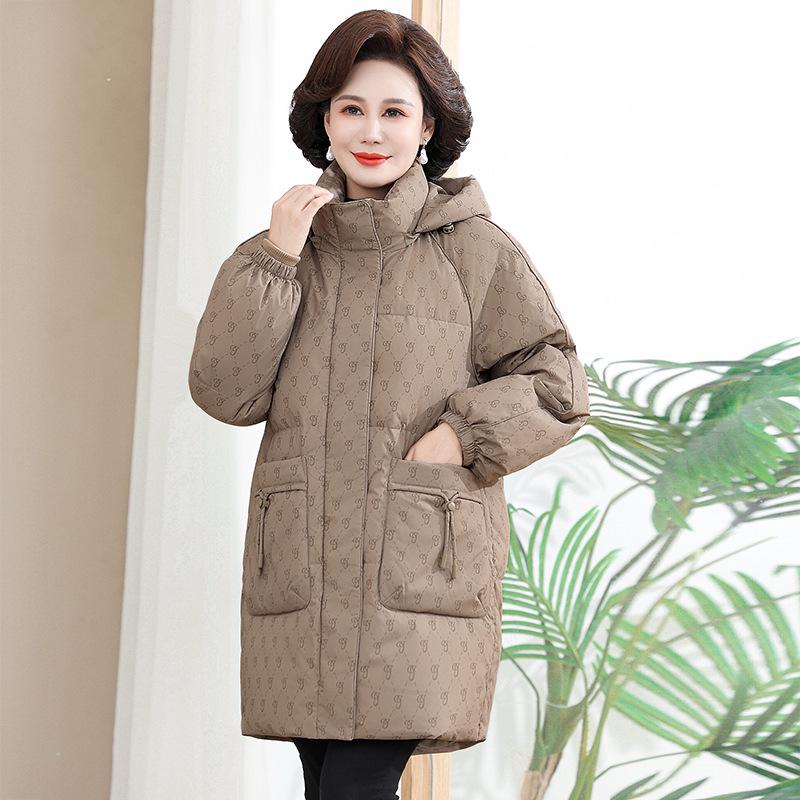 Women's Winter Down Jacket - 90% White Duck Down, Thickened Warm Coat for Middle-Aged and Elderly.