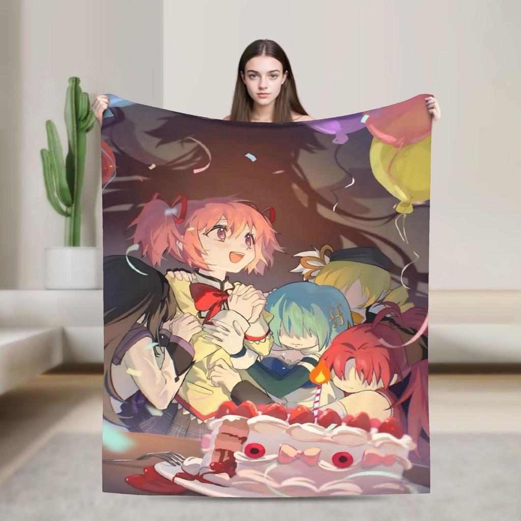 Puella Magi Madoka Magica Blanket Anime Flannel Awesome Soft Throw Blanket for Bedding Lounge Decoration