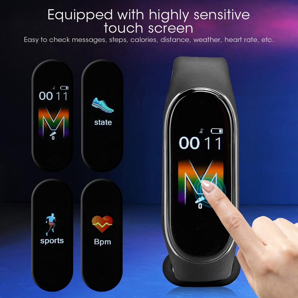 M5 Waterproof Smart Bracelet Touch Screen Step Counting Sports Band Watch Black