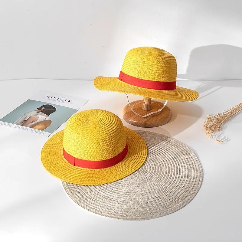 Luffy Straw Hat PLAY Anime Peripheral Dress Up Straw Parent-Child Hat Sunshade Sunscreen Hat Performance Hat Summer Cover