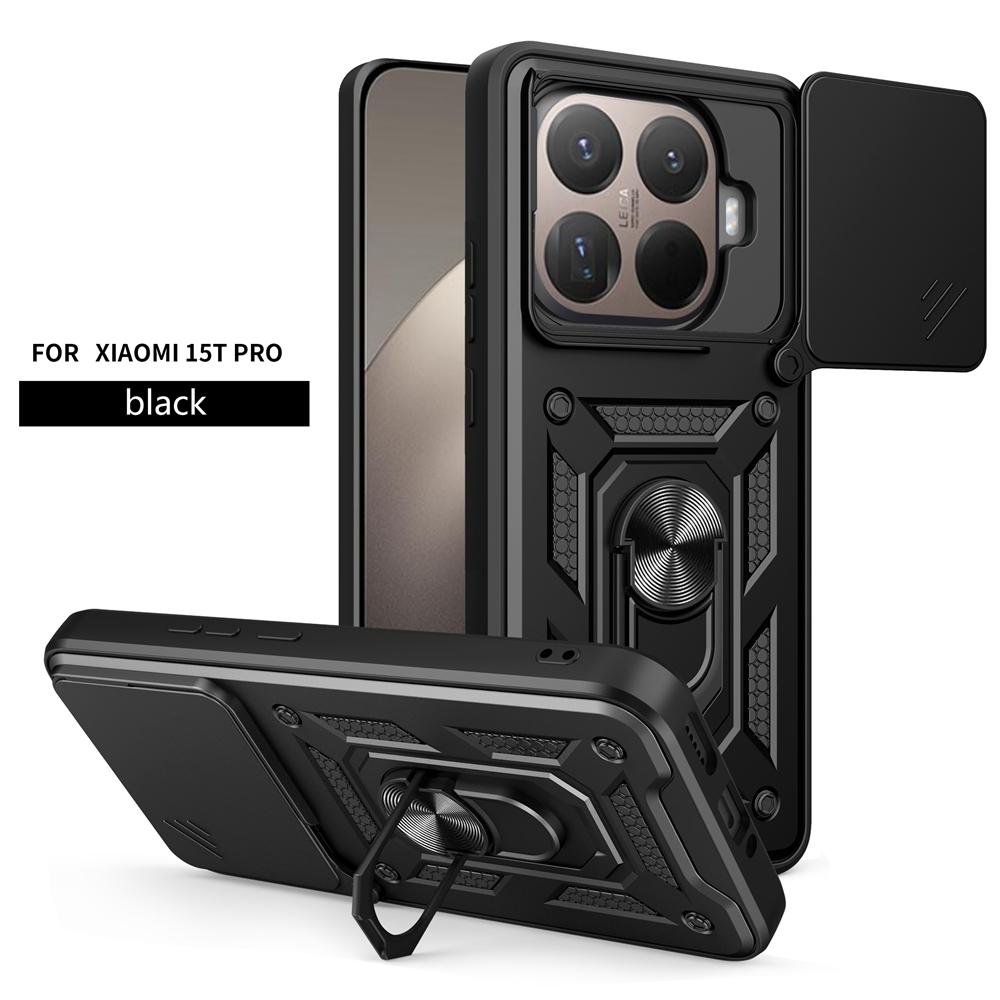 For Xiaomi 15T Pro 5G Case Magnetic Holder Ring Armor Shockproof Cases for Mi 15T 15 T 15TPro Slide Lens Protector Cover