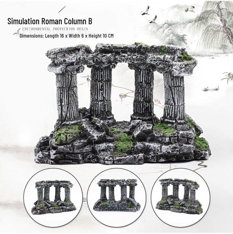 Resin Castle and Roman Columns for Aquarium Decoration