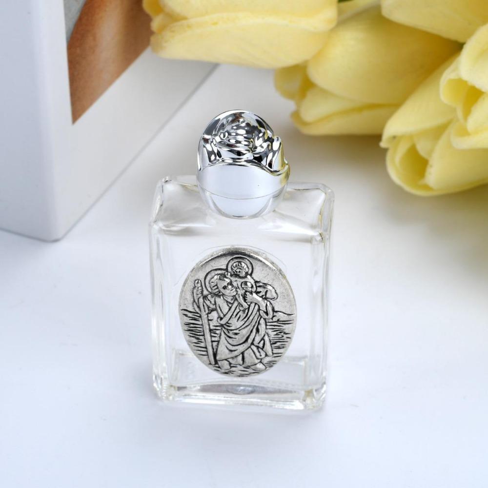 1Pc Holy Water Sacred Heart Jesus Bottle Religious Cross Bottle Christian Sculpture Bottle Holy Water Bottle