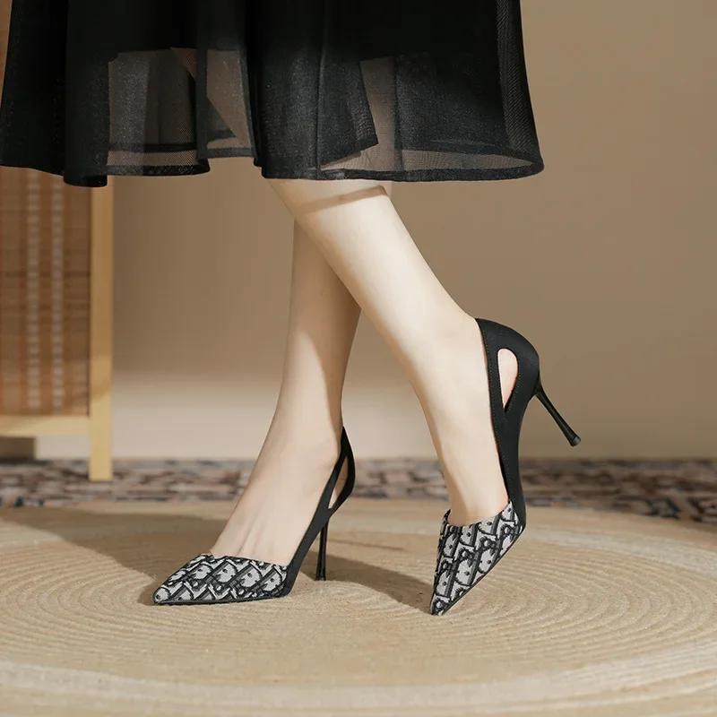 Fashion Embroidered Ladies Sandals Fashion Pointed Heeled 2024 New Luxury Heeled High Heeled Women's Shoes