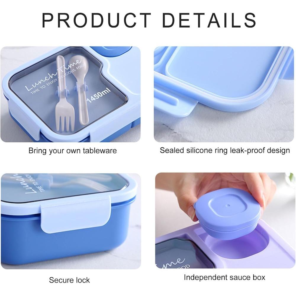 Lunch Box with Compartments and Tableware Leak Proof Food Storage Box for Office Workers Picnic Lunch Box Microwave Oven Heating
