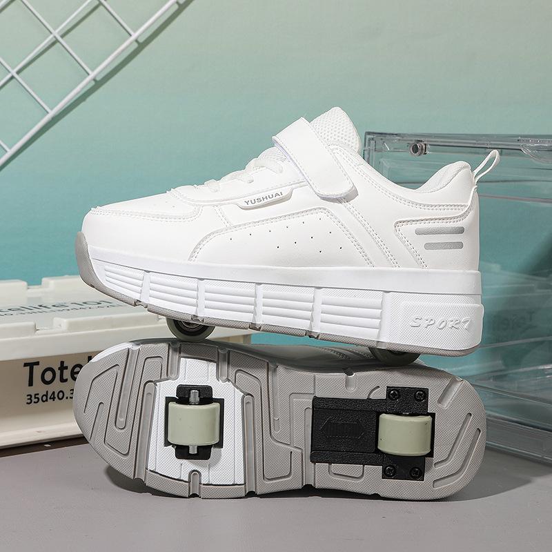 Transformable Double Roller Skates for Kids: Stylish Boys & Girls Wheeled Sneakers