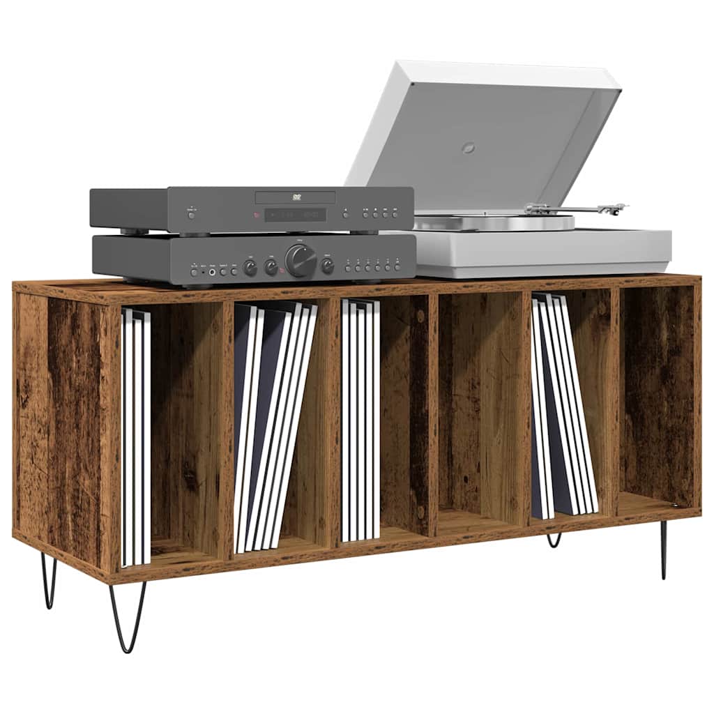 Vinyl Record Cabinet Rustic Wood Look 100 x 38 x 48 cm Engineered Wood