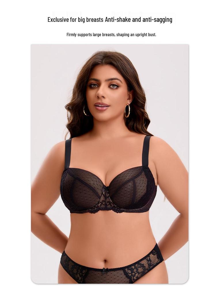 Color Block Anti-Sag Plus Size Full Cup Bra: Breathable, Bust-Minimizing, and Supportive for Large Busts