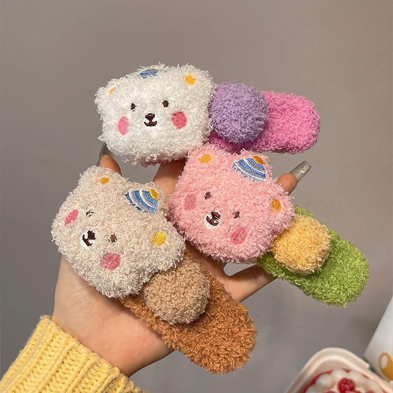 Cartoon Plush Bear Hair Clip For Women Girl Fashion Large Duckbill Clip Sweet Cute Girl Side Clip Hairpin Hair Accessories